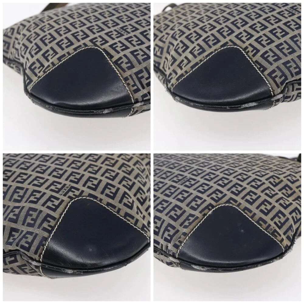 FENDI Zucchino Canvas Tote Bag Navy Auth SW1721 - Picture 14 of 16